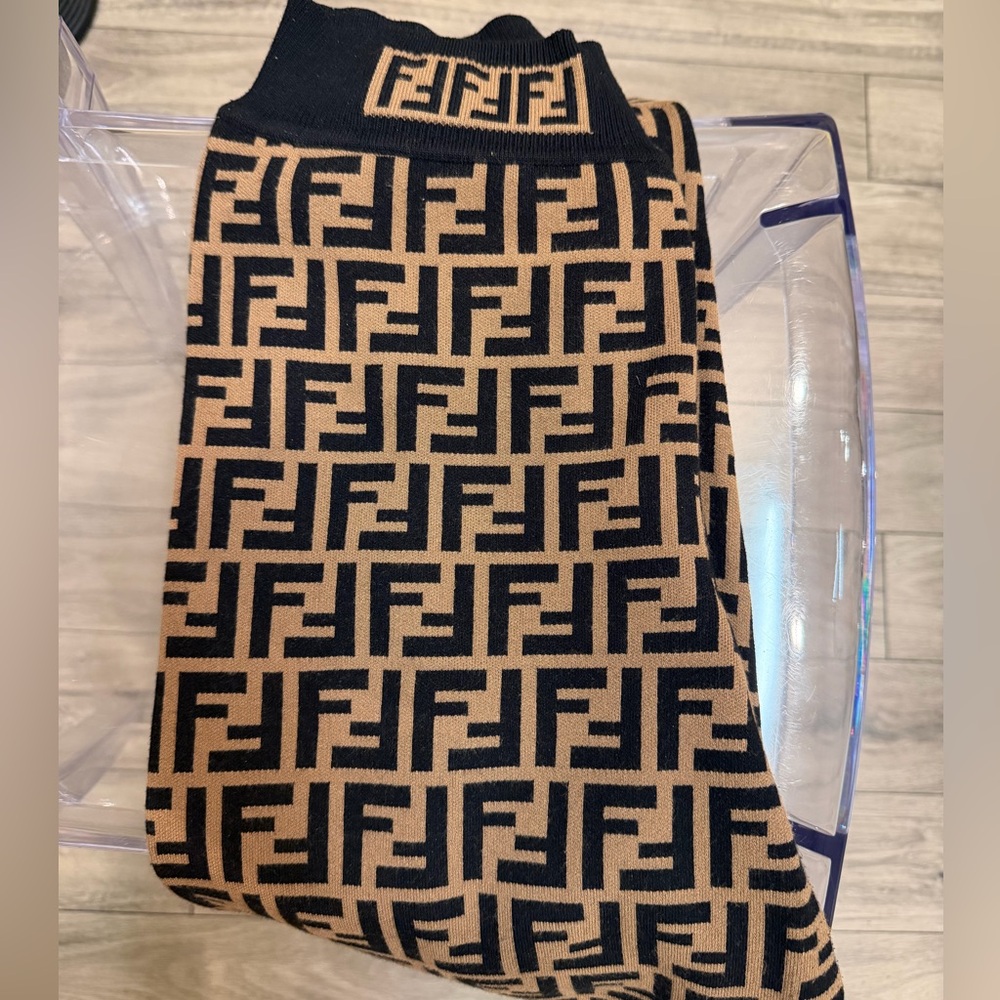 Fendi Brown and Black FF Logo Knit Leggings